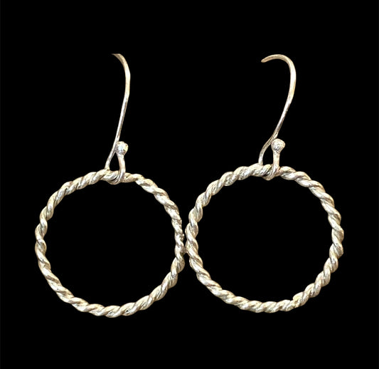 Twist circle sterling silver Earrings